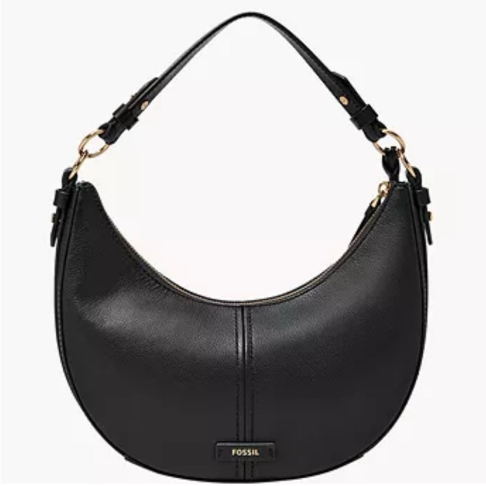 Fossil Shae Small Hobo Shoulder Bag /Crossbody Black Leather purse NWT